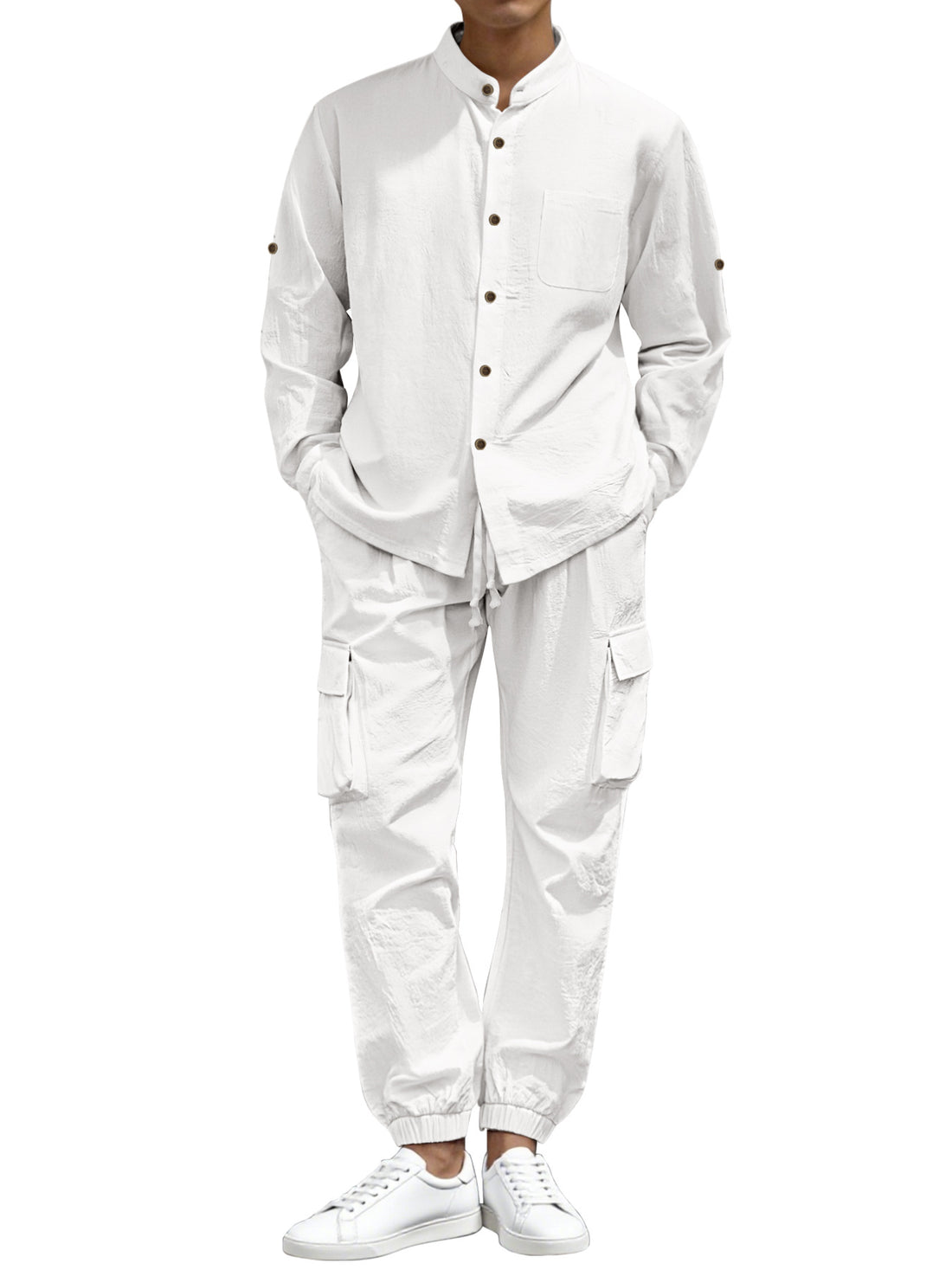 Herren Cargo-Set mit Stehkragen und elastischen Bündchen – Bravaro