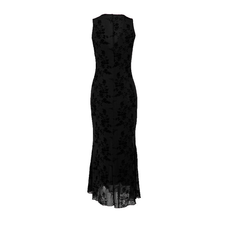 Damen Maxikleid mit floralem Spitzenmuster und tiefem V-Ausschnitt Echo Archiv