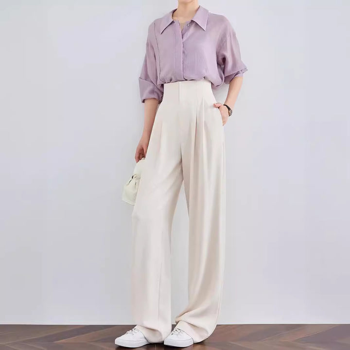 Damen Elegante und lässige High-Waist Stoffhose Echoarchiv