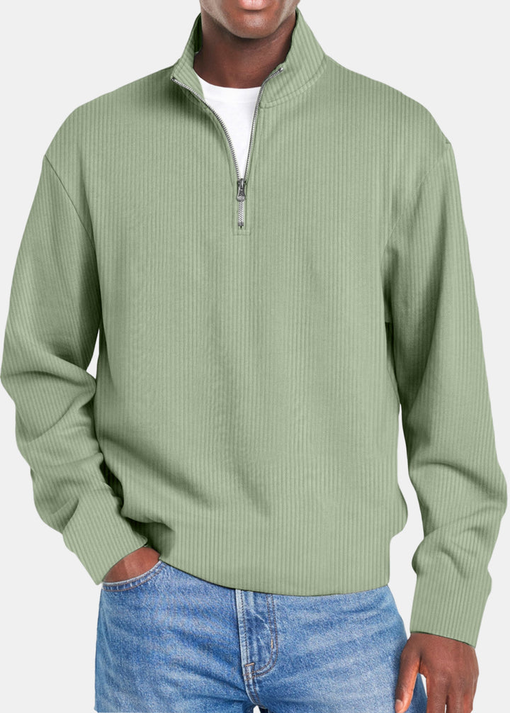 Herren nan gerippter Troyer-Pullover mit Halbzip und Stehkragen Echo Archiv