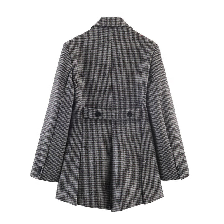 Damen Zweireihiger Hahnentritt-Blazer mit offenem Schlitz-Saum und taillierter Silhouette Echo Archiv