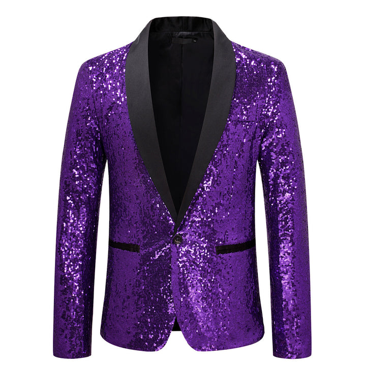 Herren schimmernder Paillettenblazer mit elegantem Revers Echoarchiv
