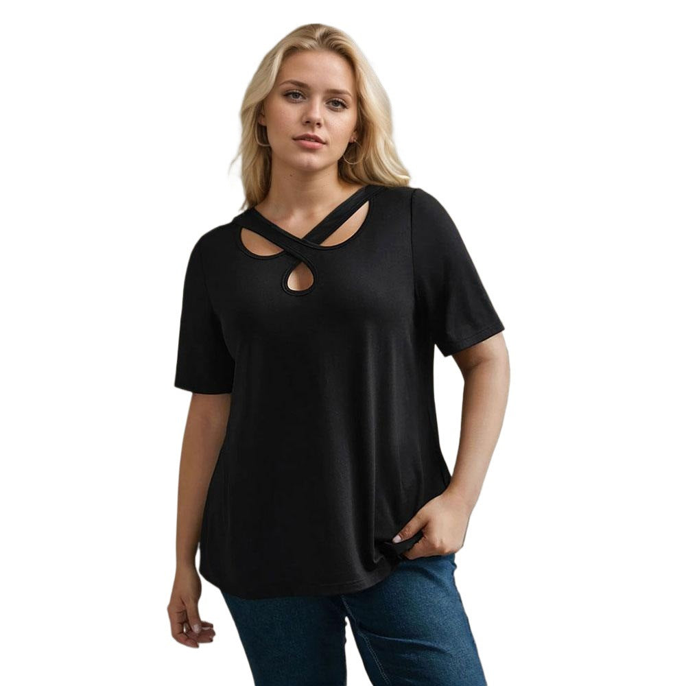 Damen Kurzarmshirt mit Kreuz-Ausschnitt Echo Archiv