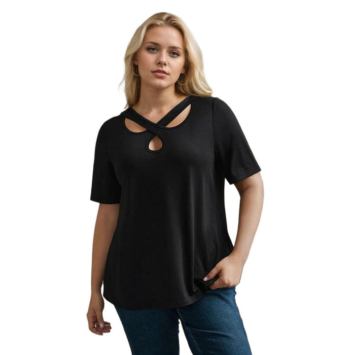 Damen Kurzarmshirt mit Kreuz-Ausschnitt Echo Archiv