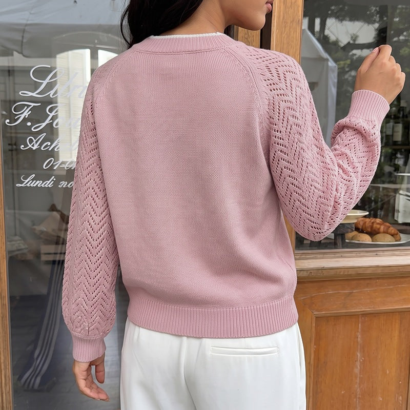 Damen V-Ausschnitt Strickpullover mit Jacquard-Muster Echo Archiv