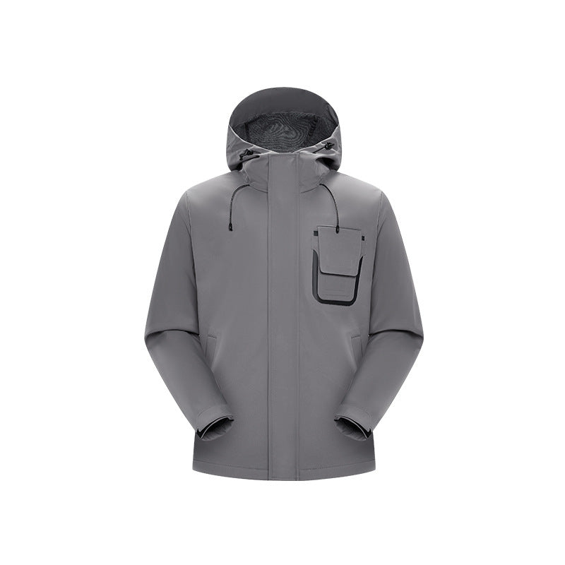 Herren Technische Funktionsjacke mit Kapuze, wasserabweisendem Softshell und Brustklappen-Tasche Echo Archiv