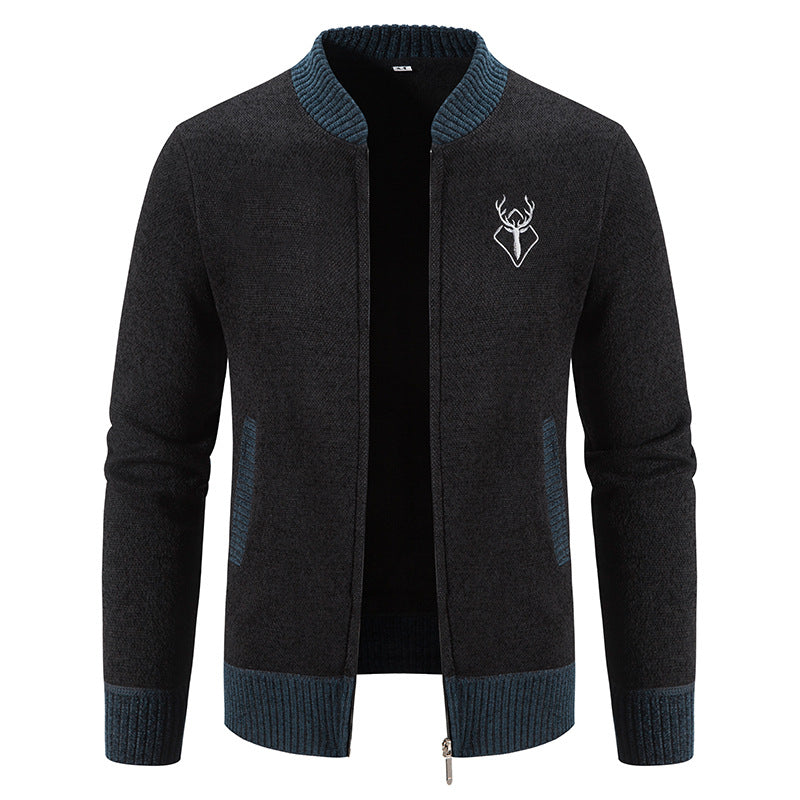Herren modische Strickjacke mit Reißverschluss und hohem Kragen Echoarchiv