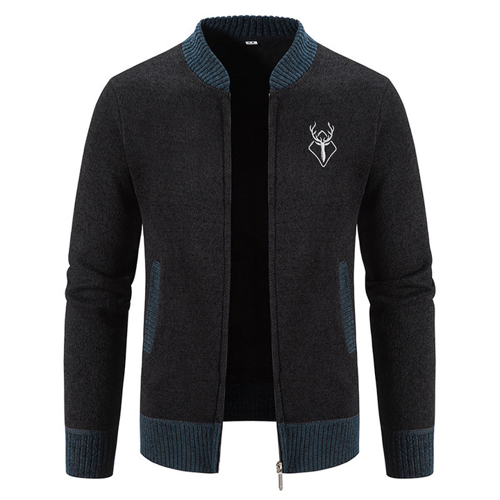 Herren modische Strickjacke mit Reißverschluss und hohem Kragen Echoarchiv