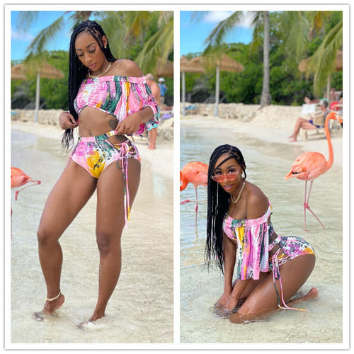 Damen Bikini-Set mit traumhaftem floralem Wickeldesign und hohem Beinausschnitt Echo Archiv