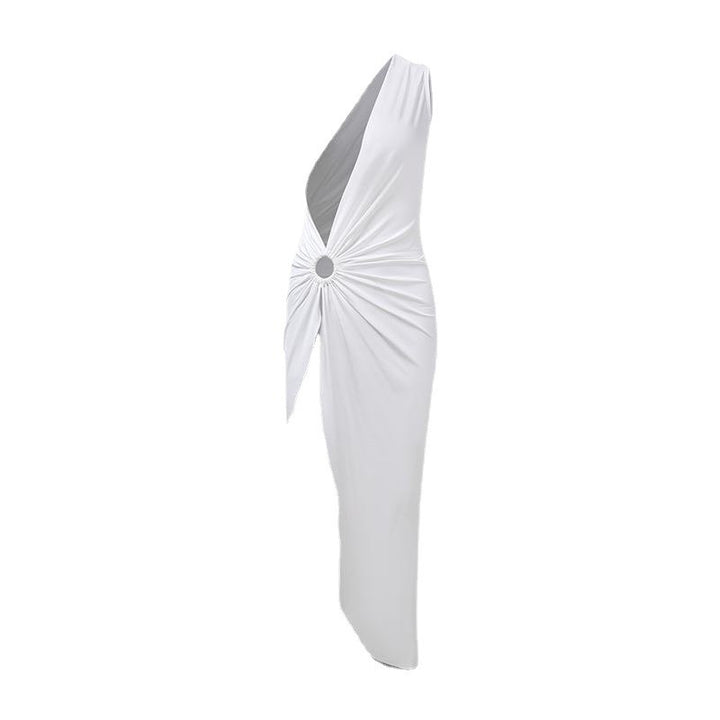 Damen Elegantes Wickelkleid mit schimmerndem Satin und hohem Schlitz Echo Archiv
