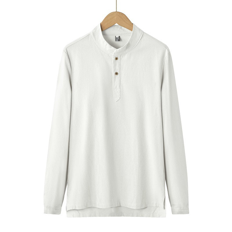 Herren nan langärmeliges Henley-Shirt mit Stehkragen und verdeckter Knopfleiste aus Baumwollmix Echo Archiv