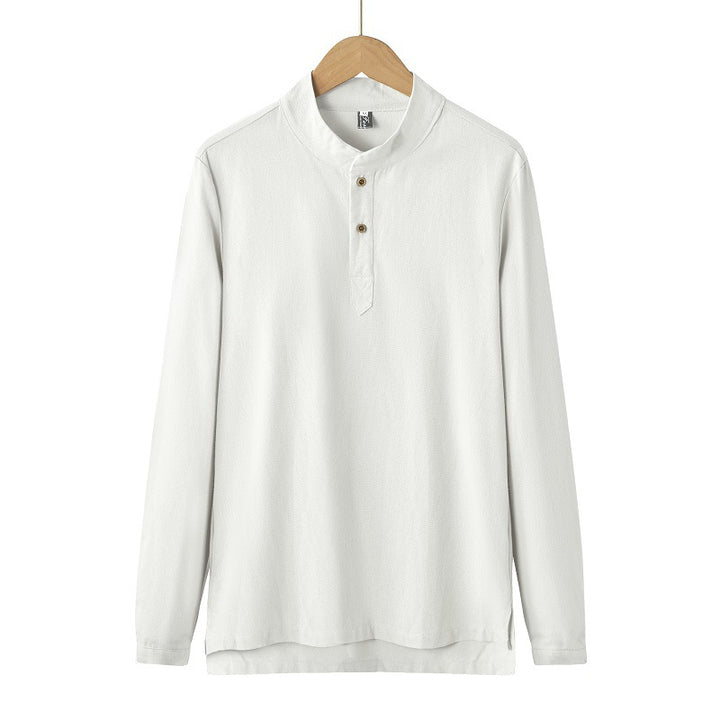 Herren nan langärmeliges Henley-Shirt mit Stehkragen und verdeckter Knopfleiste aus Baumwollmix Echo Archiv