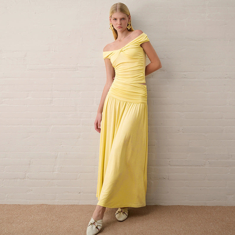 Damen Langarm-Maxikleid mit drapierten Details Echo Archiv