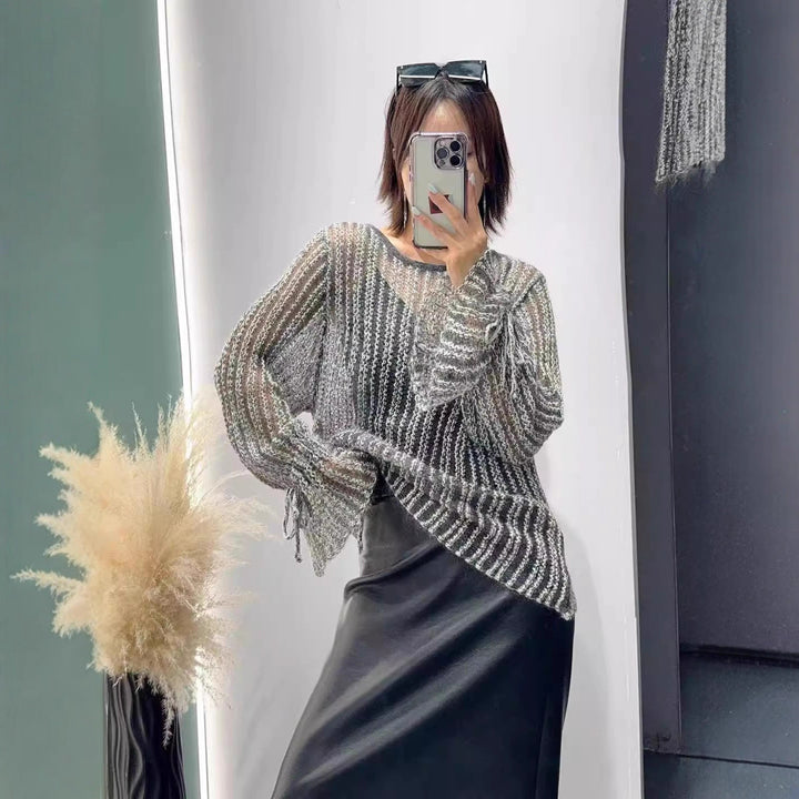 Damen Eleganter transparenter Pullover Echoarchiv