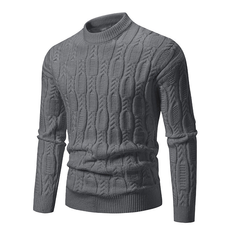Herren Grobstrickpullover mit modernem Zopfmuster und Rundhalsausschnitt Echoarchiv