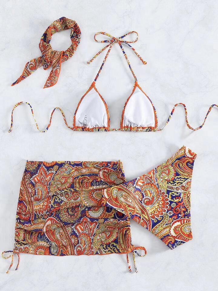 Damen Bikini-Set mit trendigem Paisleymuster und anpassbarem Rock Echo Archiv