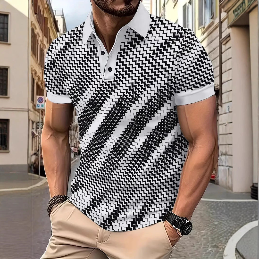 Herren Poloshirt mit modernem geometrischem Design Echoarchiv