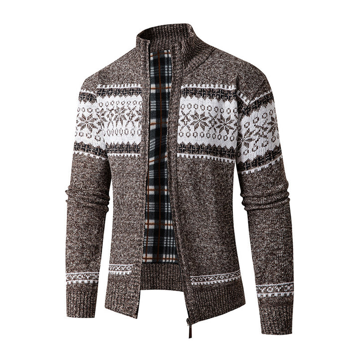 Herren Strickjacke mit hohem Kragen und modernem Zipper Echoarchiv