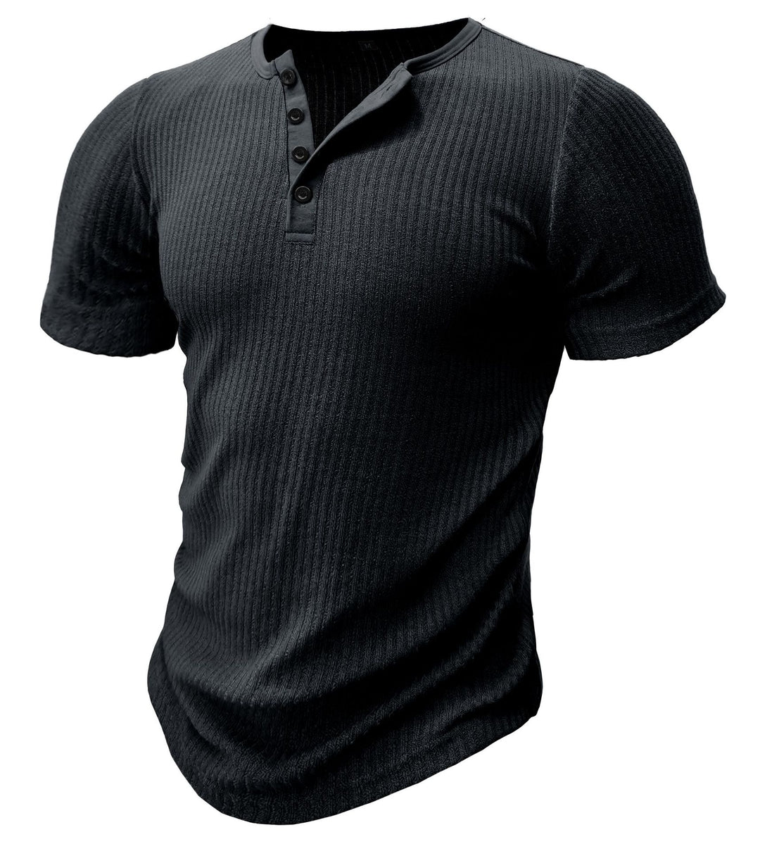 Herren Kurzarm-Henley Shirt mit strukturierter Oberfläche Echoarchiv