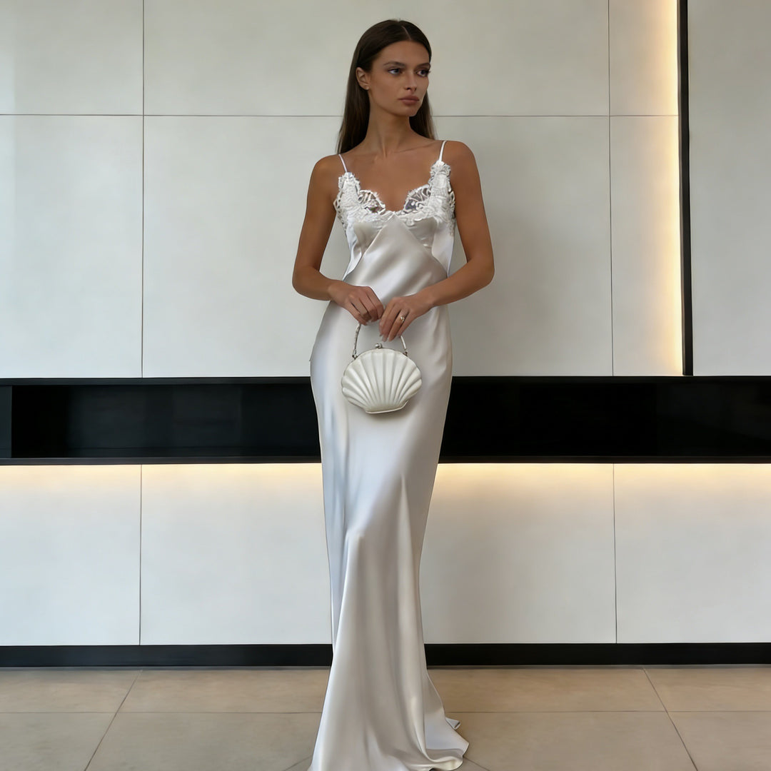 Damen Seidenkleid mit feinen Spitzenakzenten Echo Archiv