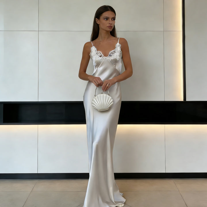 Damen Seidenkleid mit feinen Spitzenakzenten Echo Archiv