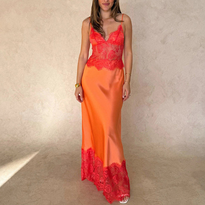 Damen Elegantes Nachtkleid mit transparentem Spitzeneinsatz und verstellbaren Trägern Echo Archiv