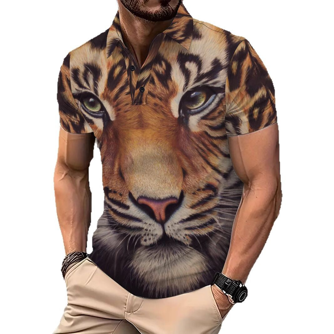 Herren Poloshirt mit eindrucksvollem Tiermotiv Echoarchiv