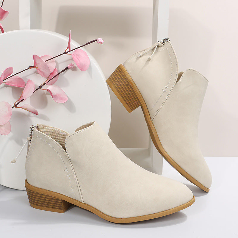 Damen nan leichte Slip-On Ankle-Boots aus Veloursimitat mit V-Ansatz, gepolstertem Komfortfußbett und gestapeltem Blockabsatz Echo Archiv