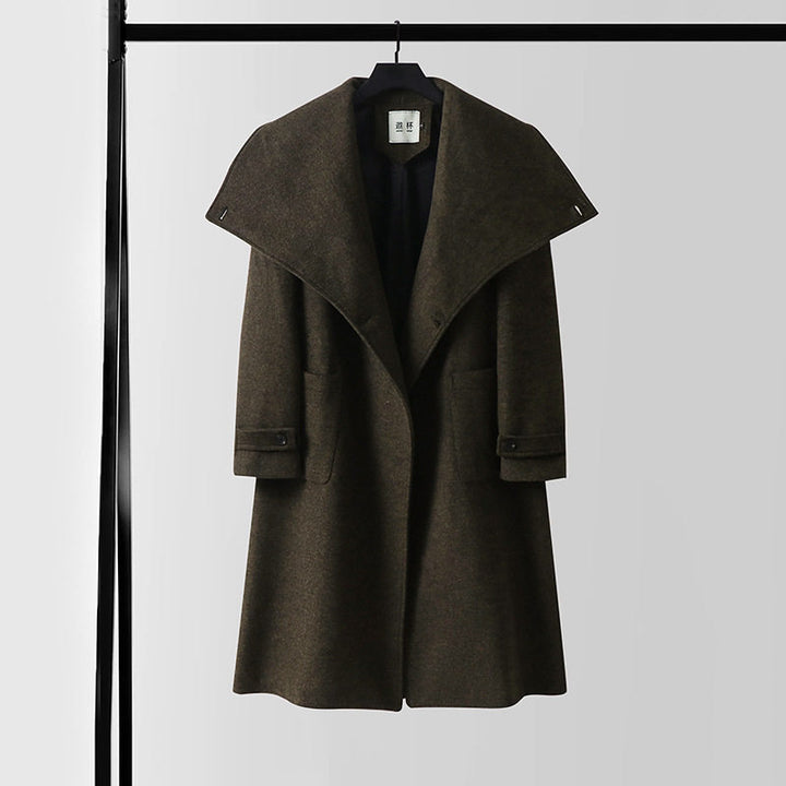 Damen Oversized Wollmix-Mantel mit weitem Schalkragen und aufgesetzten Taschen Echoarchiv