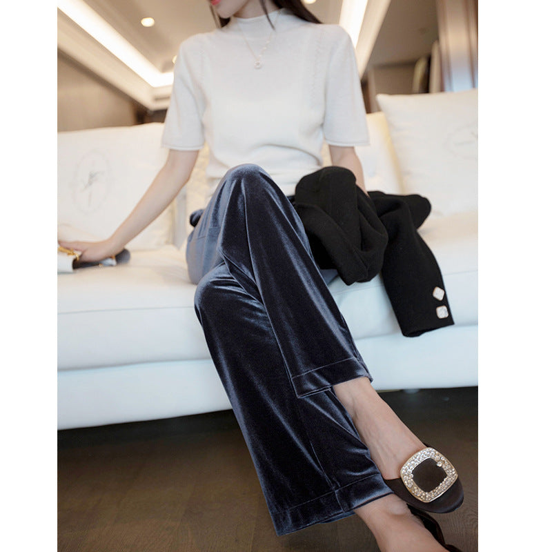 Damen Elegante und weite Plissee-Stoffhose Echoarchiv