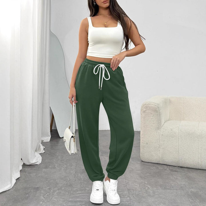 Damen High-Waist Jogginghose mit Tunnelzug, elastischen Bündchen und Seitentaschen Echoarchiv