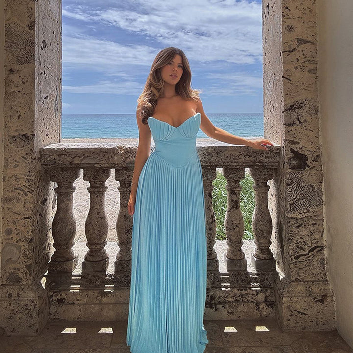 Damen Maxikleid mit strapazierfähigem Oberteil und eleganten Falten Echo Archiv