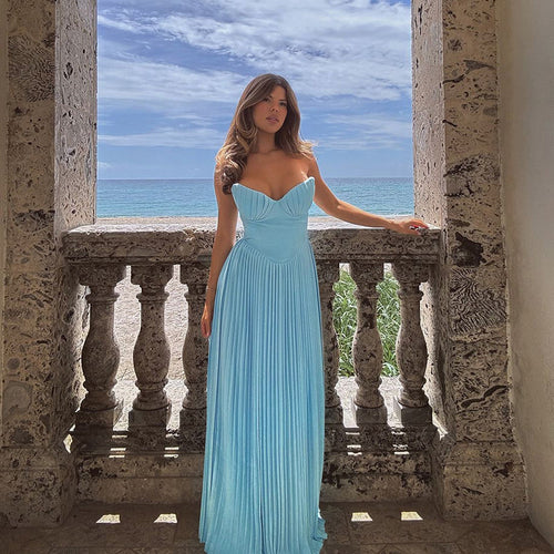 Damen Maxikleid mit strapazierfähigem Oberteil und eleganten Falten Echo Archiv