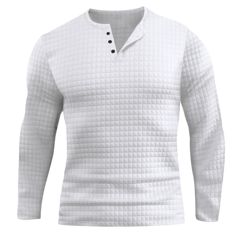 Herren Langarmshirt mit strukturiertem Design und modischem Knopfverschluss Echoarchiv