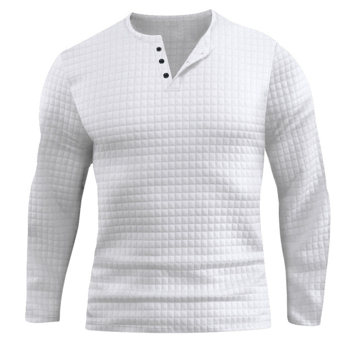 Herren Langarmshirt mit strukturiertem Design und modischem Knopfverschluss Echoarchiv