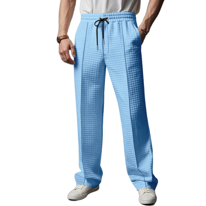Herren Relaxed-Fit Freizeit-Hose mit strukturierter Karooptik, elastischem Bund & Kordelzug – Sorevano