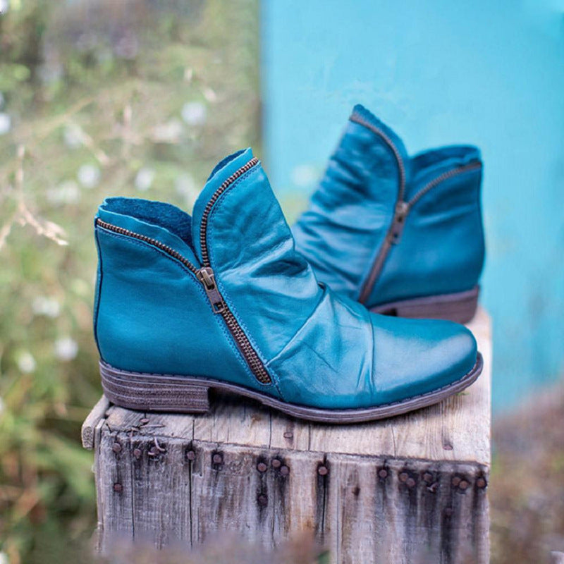 Damen Slouch‑Ankleboots mit dekorativem Reißverschluss und niedrigem Blockabsatz Echo Archiv