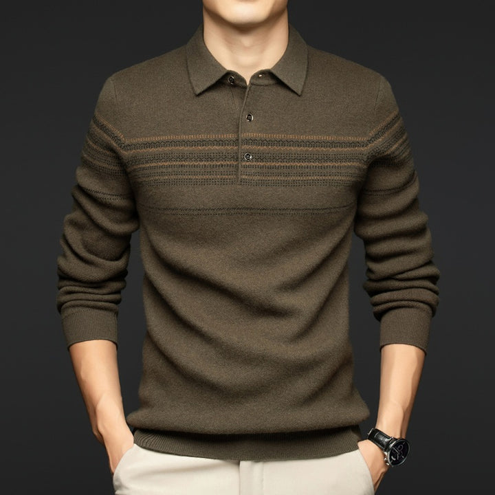 Herren stilvoller Strickpullover mit modernem Kragen und feiner Struktur Echoarchiv
