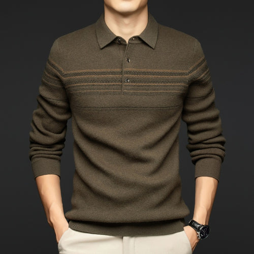 Herren stilvoller Strickpullover mit modernem Kragen und feiner Struktur Echoarchiv