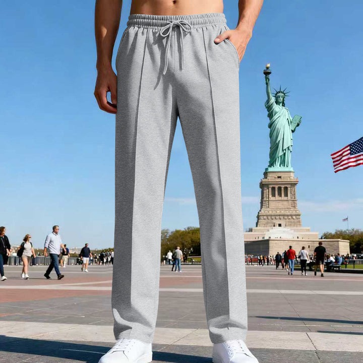 Herren Weite Travel-Loungehose mit Bügelfalte, elastischem Tunnelzug und seitlichen Eingrifftaschen – Sorevano