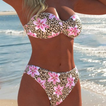 Damen Bandeau-Bikini mit floralem und animalischem Design Echo Archiv