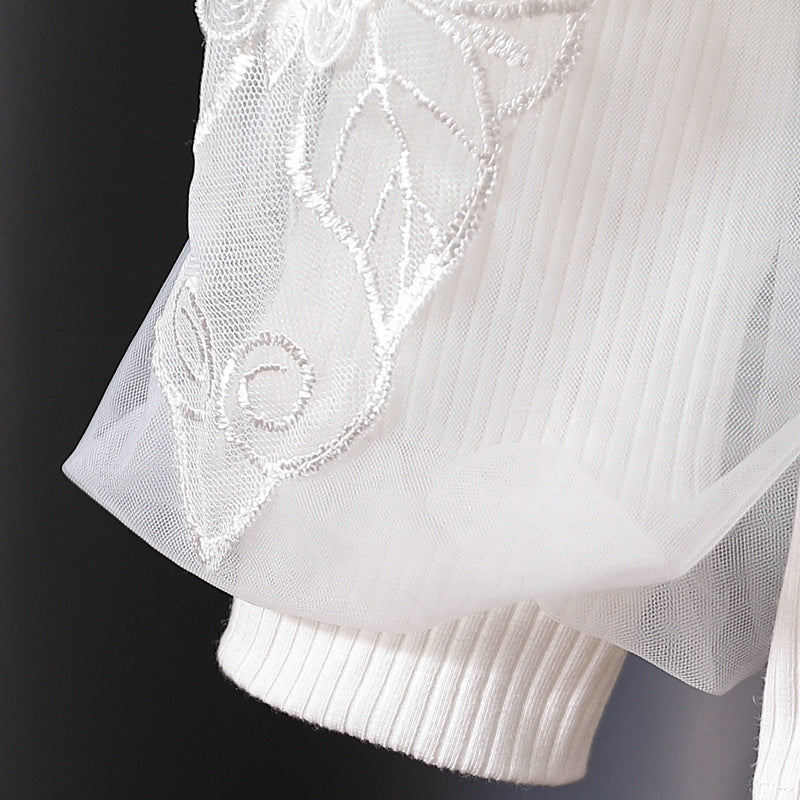 Damen gemütliches Sweatshirt mit transparenten Puffärmeln Echo Archiv