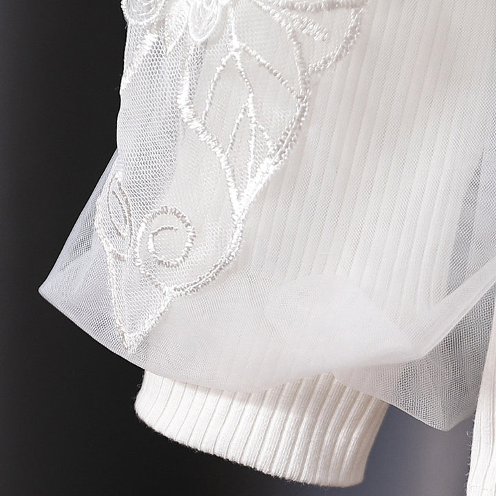 Damen gemütliches Sweatshirt mit transparenten Puffärmeln Echo Archiv