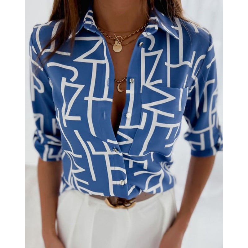 Damen modische Bluse mit künstlerischem Linienstil Echo Archiv