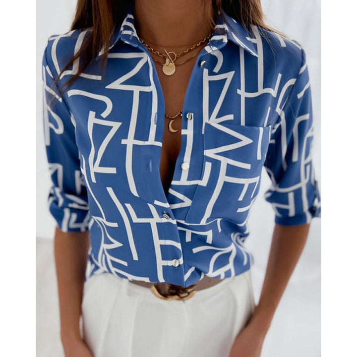 Damen modische Bluse mit künstlerischem Linienstil Echo Archiv