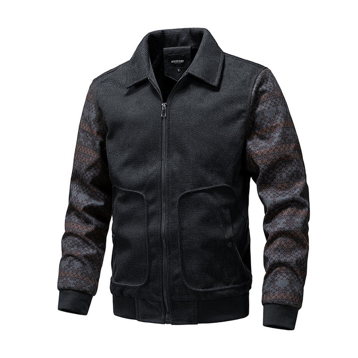 Herren Strick-Blousonjacke mit Reißverschluss, geripptem Saum & Norwegerärmeln Echoarchiv