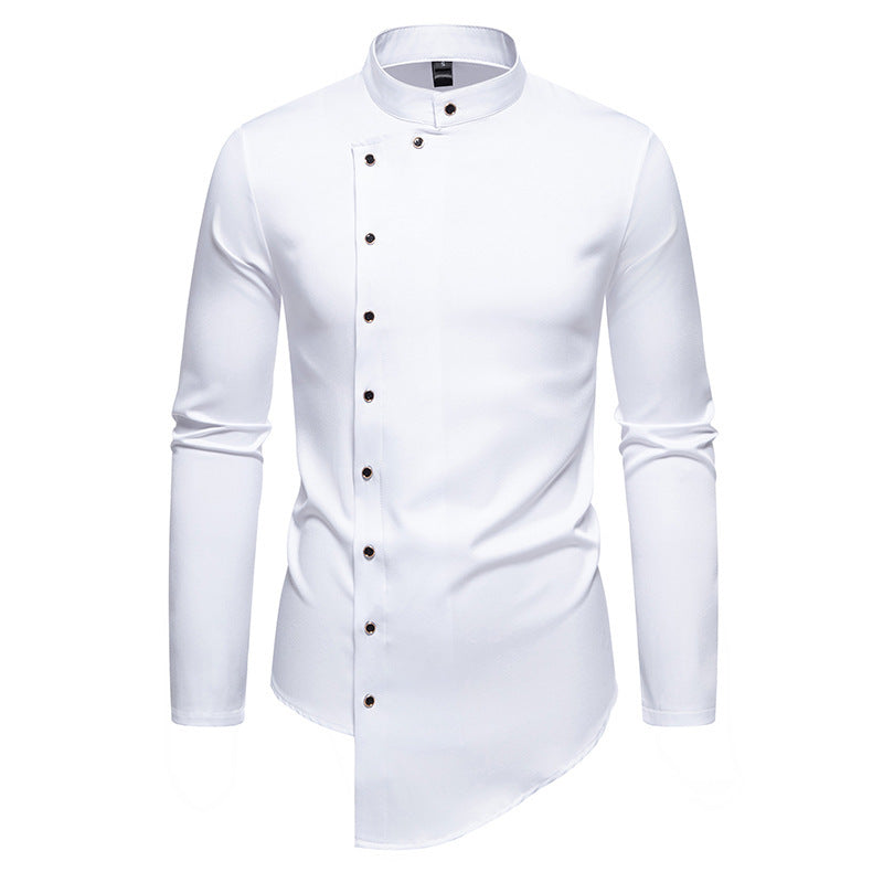 Herren modisches Hemd mit asymmetrischem Knopfdesign und elegantem Kragen Echoarchiv