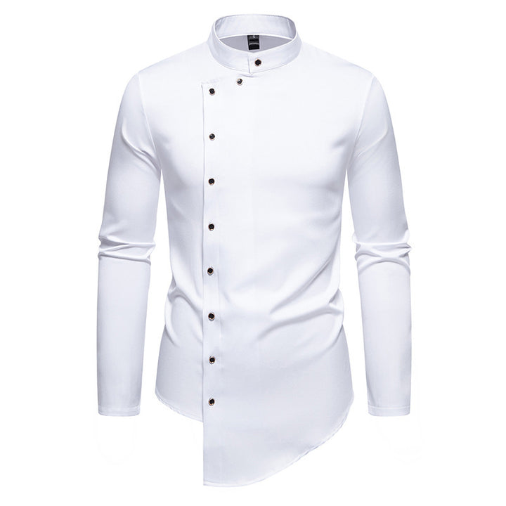 Herren modisches Hemd mit asymmetrischem Knopfdesign und elegantem Kragen Echoarchiv