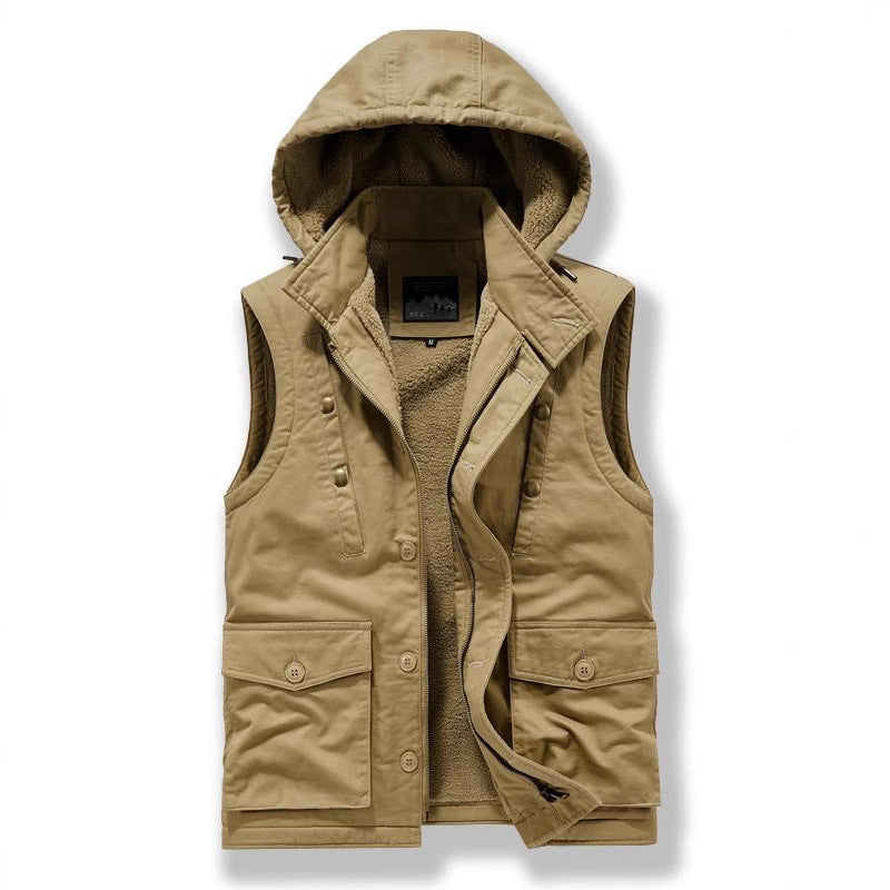 Herren wattierte Utility-Weste mit Teddyfutter und Kapuze Echo Archiv