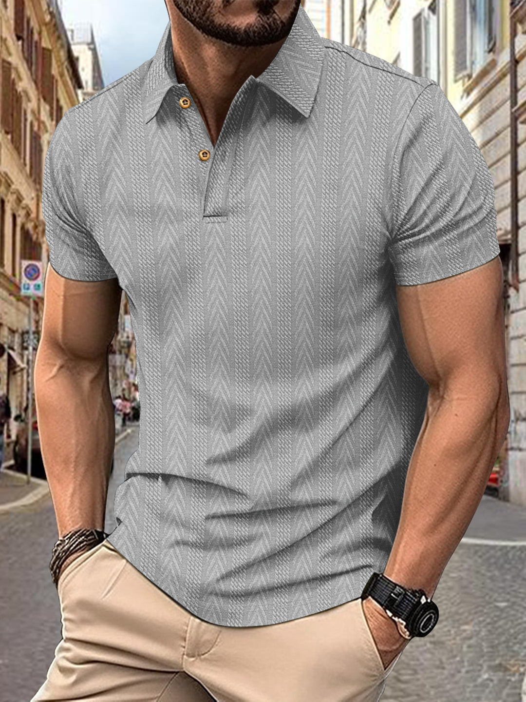 Herren Polo-Shirt mit strukturierter Oberfläche Echoarchiv